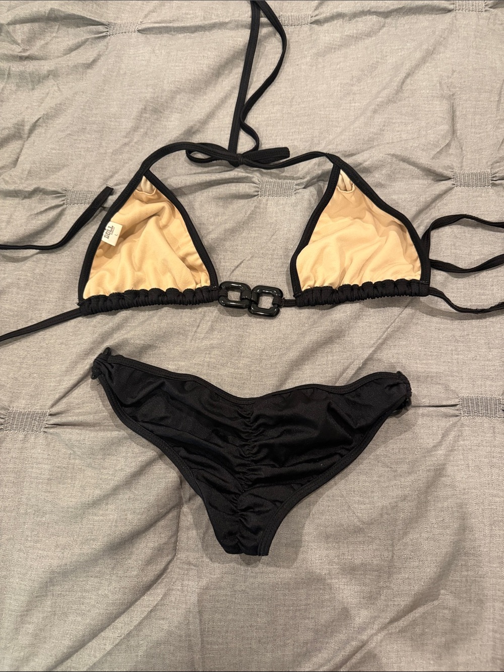 Black Ring-Accent Triangle Bikini Set - Women Swim - Picture 2 of 4